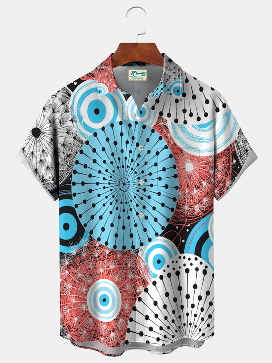 Royaura® Men's Vintage Atomic Retro Print Short Sleeve Shirt Big & Tall