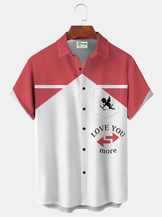 Royaura® Men's Valentine's Day Cupid Love You More Print Retro Short Sleeve Shirt Big & Tall