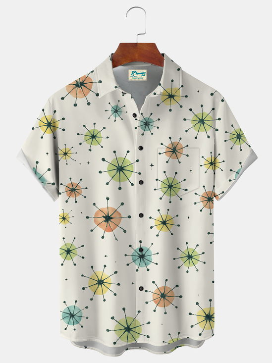 Royaura® Men's Vintage Atomic Explosion Print Retro Short Sleeve Shirt Big & Tall