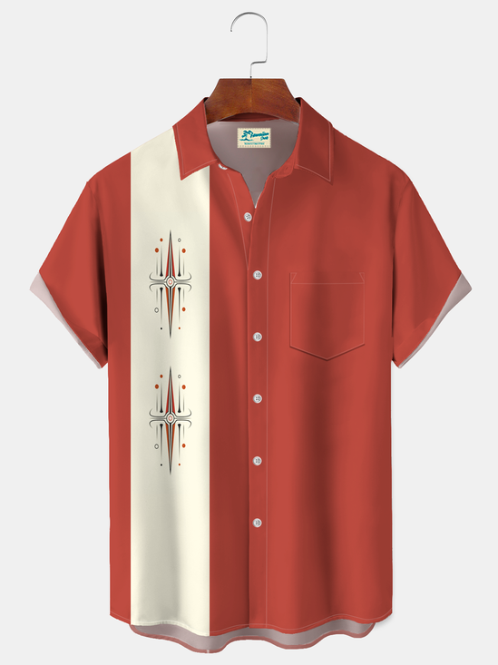 Royaura® Men's Vintage Color Matching Star Midcentury Atomic Print Retro Short Sleeve Shirt Big & Tall