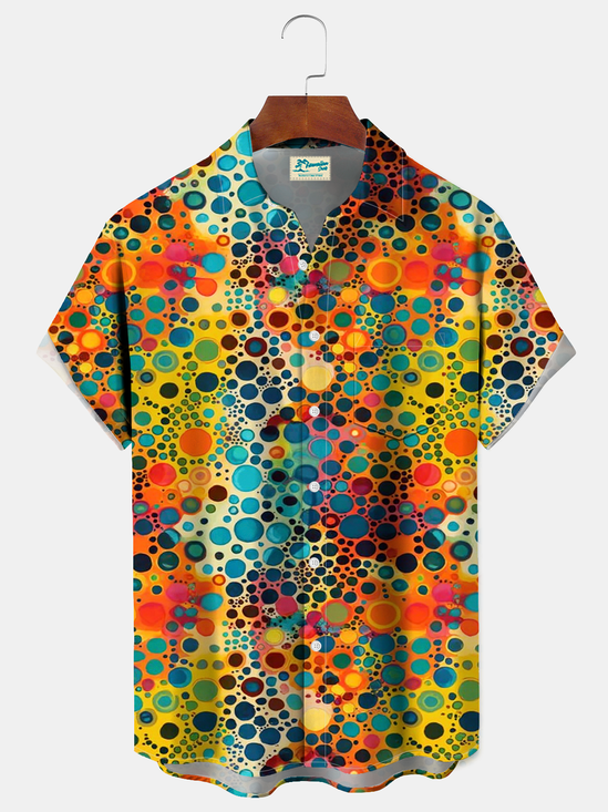 Royaura® Men's Basic Colorful Rainforest Polka Point Print Retro Short Sleeve Shirt Big & Tall