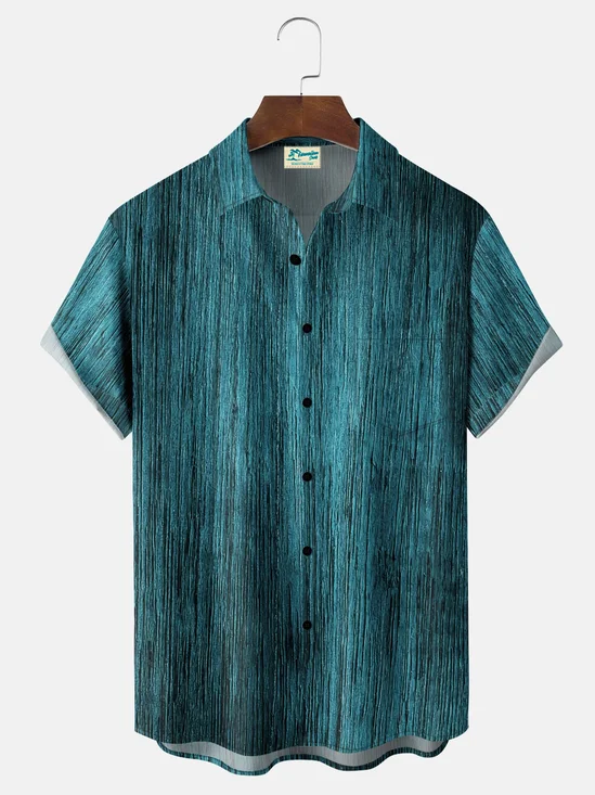 Royaura® Men's Vintage Gradient Texture Print Button Pocket Short Sleeve Shirt Big & Tall