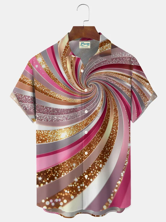 Royaura® Retro Art Print Men's Button Pocket Short-Sleeve Holiday Shirt Big & Tall