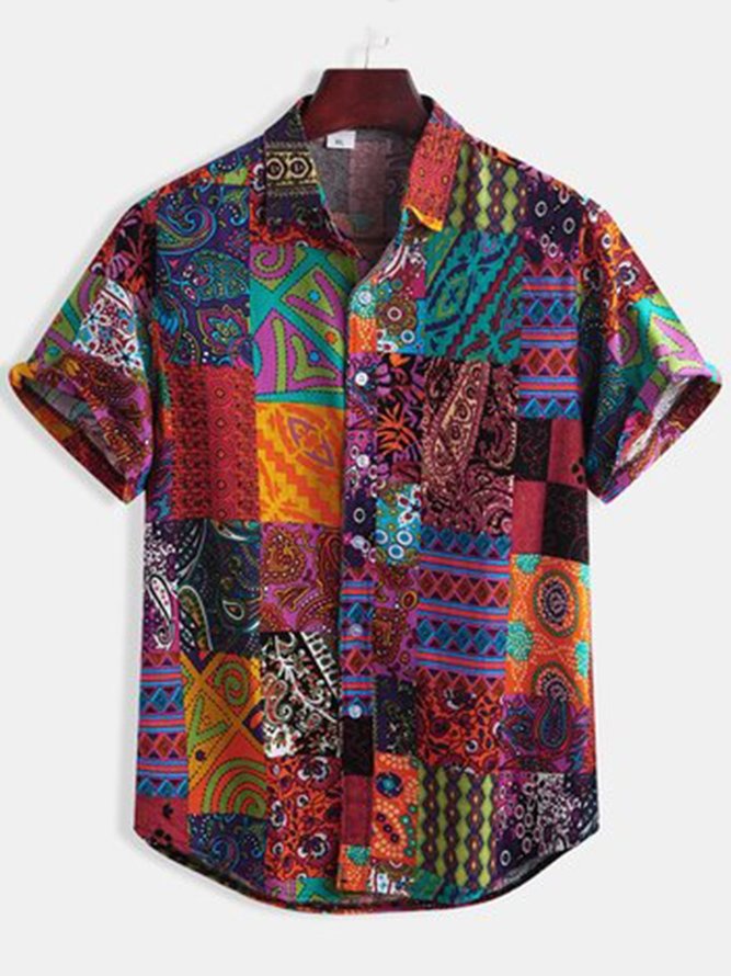Men's Geometric Casual Cotton Shirts