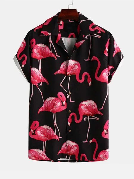 Mens Summer Flamingo Hawaiian Shirt | royaura