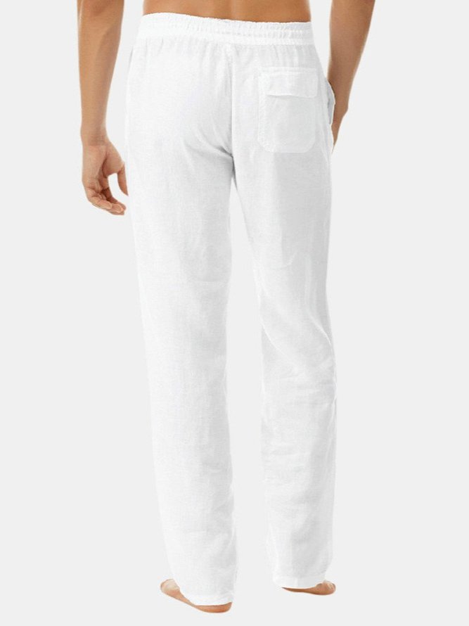 Men's Casual Loose Cotton Pants Breathable Long Trousers