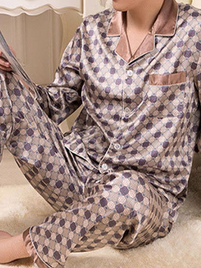 Men's Casual Printed Pajamas Suit Home Service