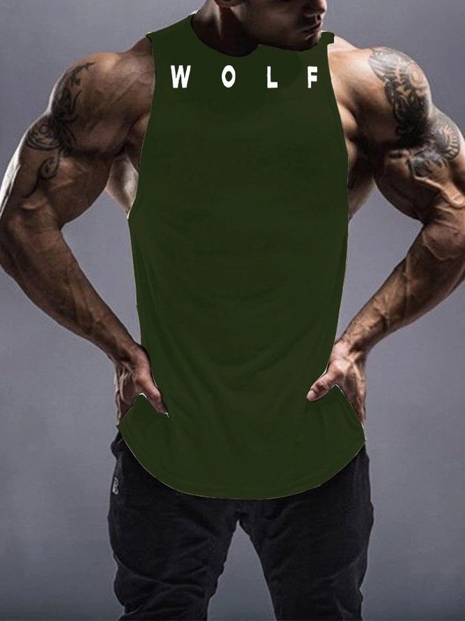 Fitness Printed Crew Neck Vest