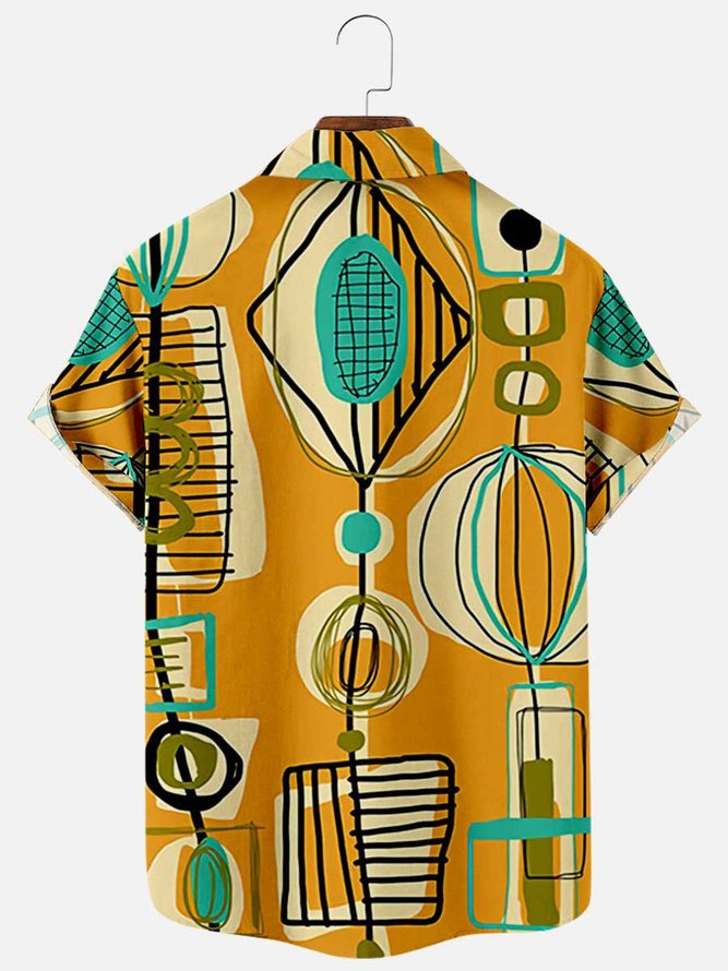 Men's 50s fashion Casual Abstract geometric Short Sleeve Shirt