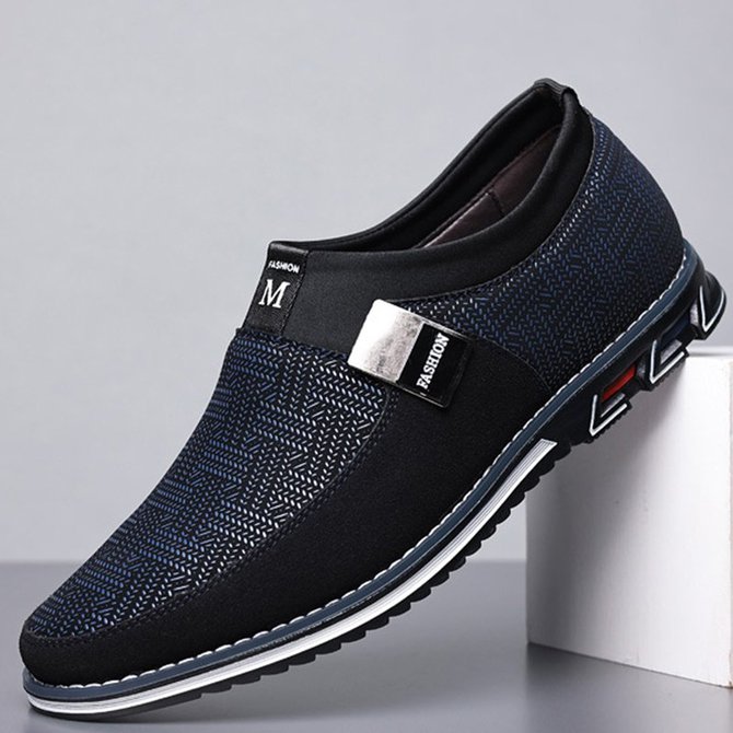 Men black Formal Shoes with Casual Chic Leather Slip On Flat Heel Loafers