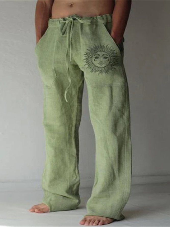 Men's linen Casual Pants Loose lightweight drawstring yoga trousers