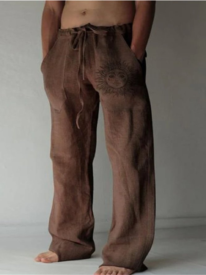 Men's Nature  Fiber Casual Pants Loose lightweight drawstring yoga trousers