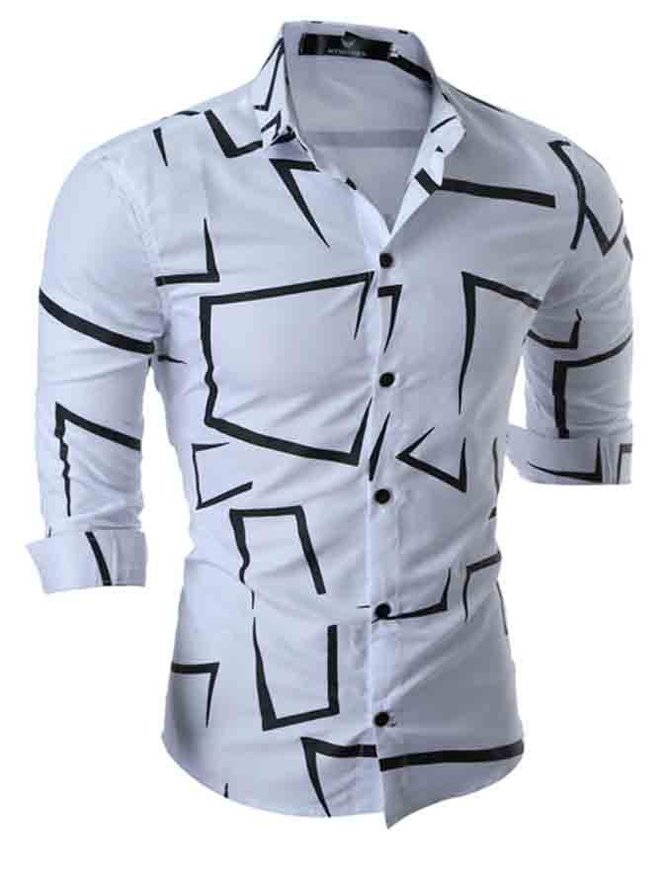 Men's business casual geometric print shirt | royaura