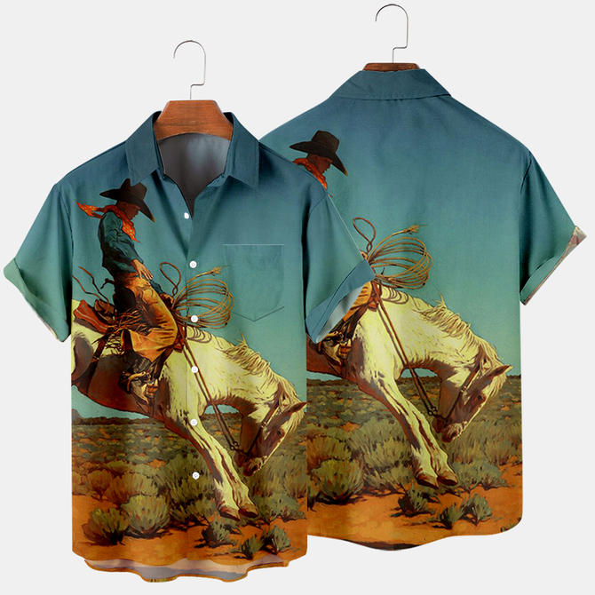 Shirt Collar Vintage Animal Shirts & Tops Shirts Blue Polo Shirts