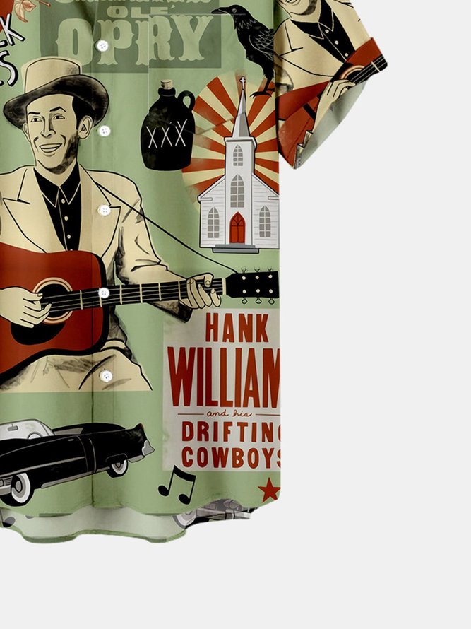 Royaura Men's Classic Vintage Lovesick Blues Music Hawaiian Shirt  & Tops