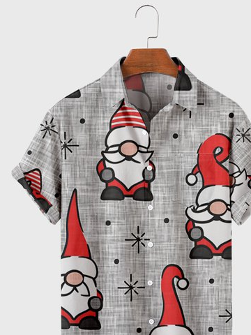 Christmas Carton Santa Shirts Men's Short Sleeve Tops