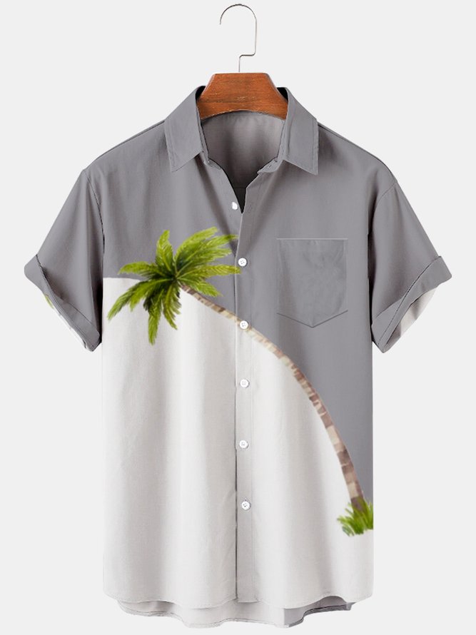 Short Sleeved Coconut Tree Summer Vacation Shirts For Men Shirts