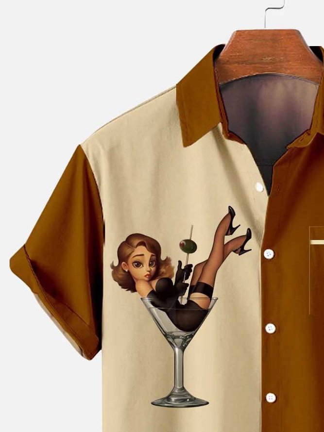 Men's Plus Size Happy Oktoberfest Pattern Shirt With Pockets