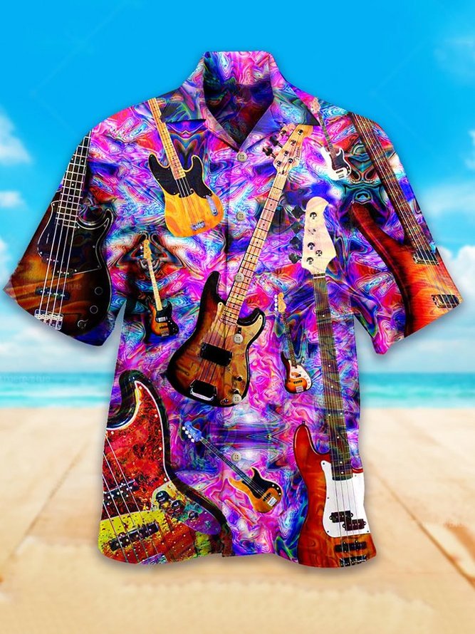 Men's Bass Guitar Heavy Metal Vintage Hawaiian Shirt