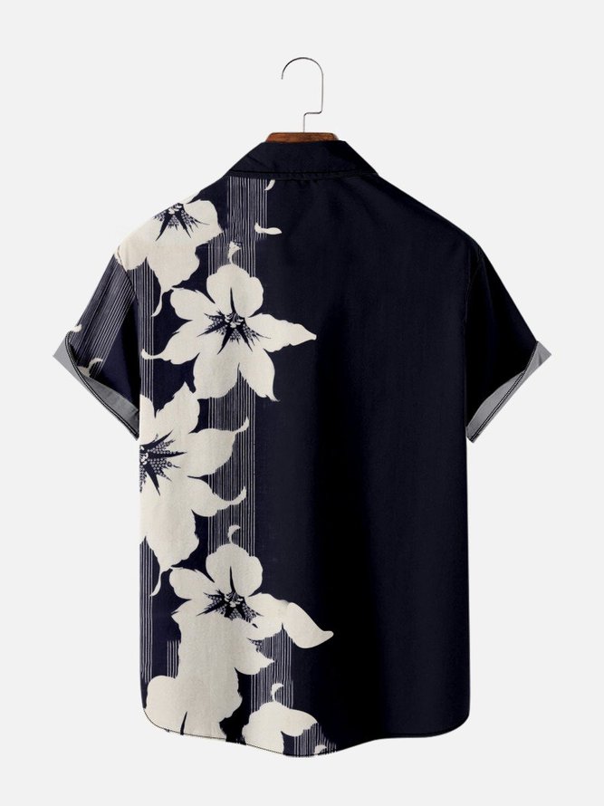 Leisure resort style floral print short-sleeved shirt