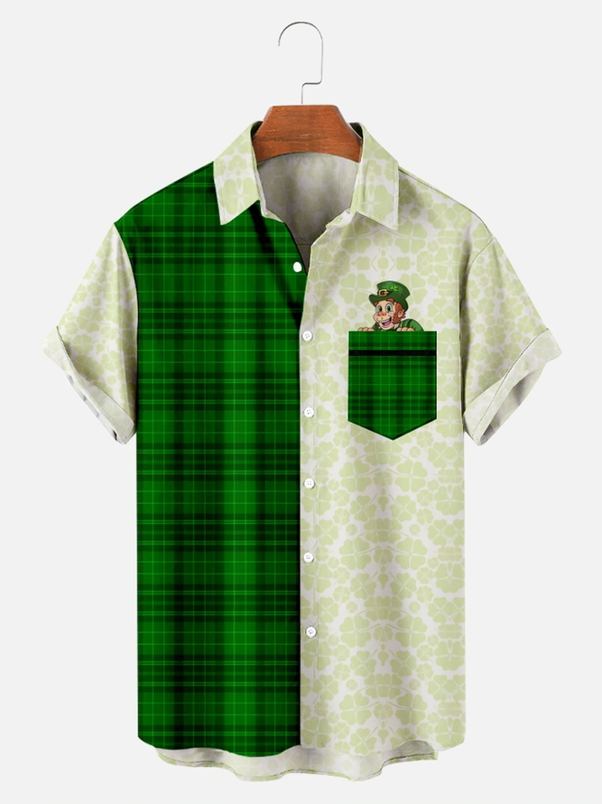 Men's Creative Design St. Patrick's Day Hawaiian Shirt With Pockets