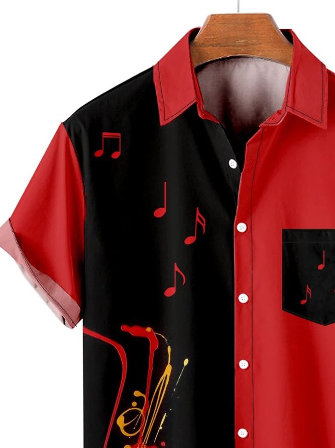 Music Casual Loose Men's Large Size Short Sleeve Shirt