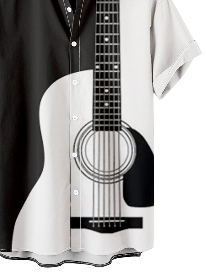 Simple Music Symbol Casual Men's Large Short Sleeve Shirt
