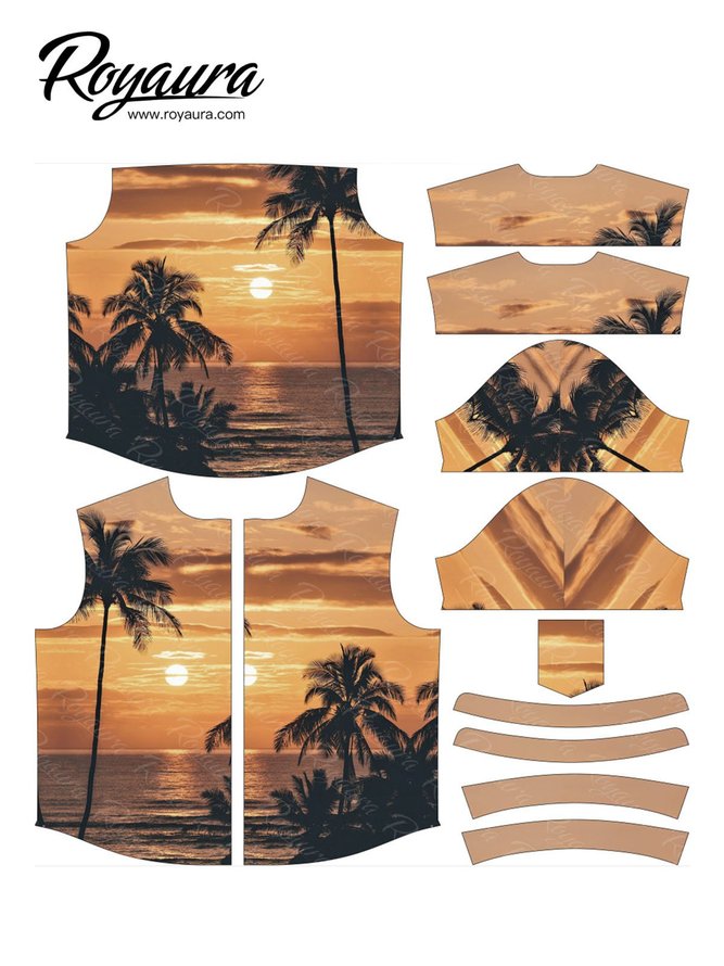 Men's Hawaiian Shirt Holiday Pattern Coconut Print Orange Cotton Blend Short Sleeve Shirt For Couples