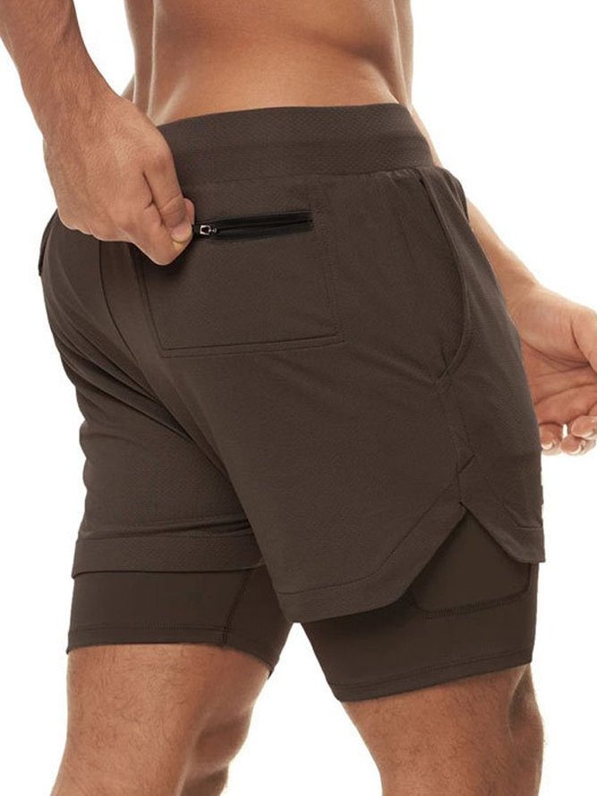 Men's Fitness Running Breathable Solid Color Sports Shorts