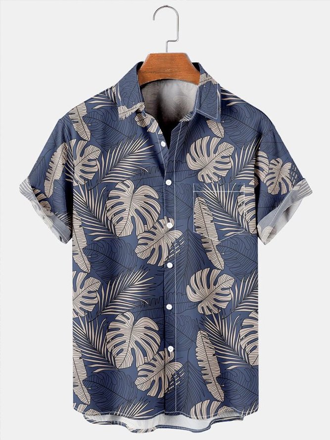 Men's Aloha Shirt Tactical Hawaiian Shirt With Palm Tree