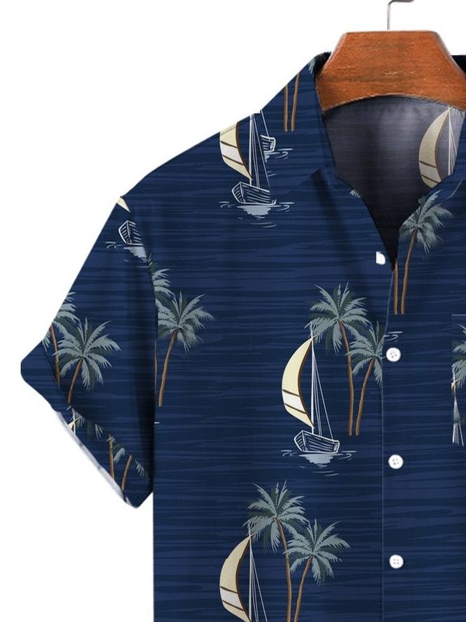 Men's Coconut Tree Beach Surf Casual Print Hawaiian Shirt
