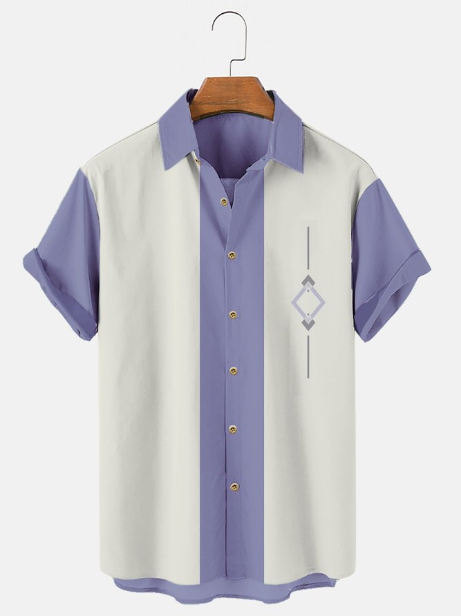 Men‘s Retro Camp Cotton-Blend 50S Vintage Bowling Shirts