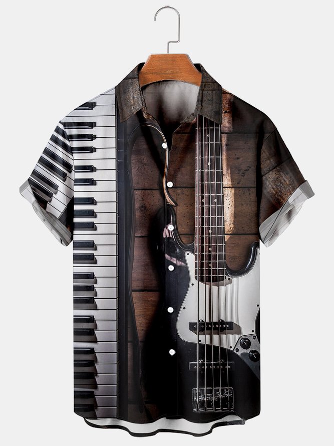 Mens Music Bass Short Sleeve Hawaiian Shirt