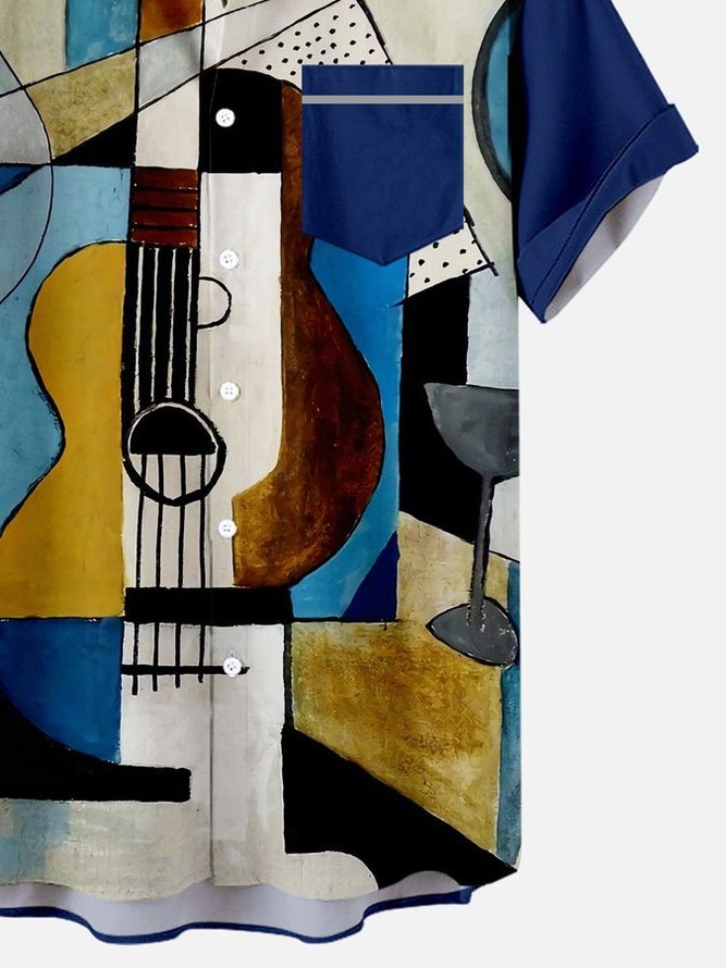 Men's Jazz Abstract Art Pattern Vintage Vacation Short Sleeve Shirt