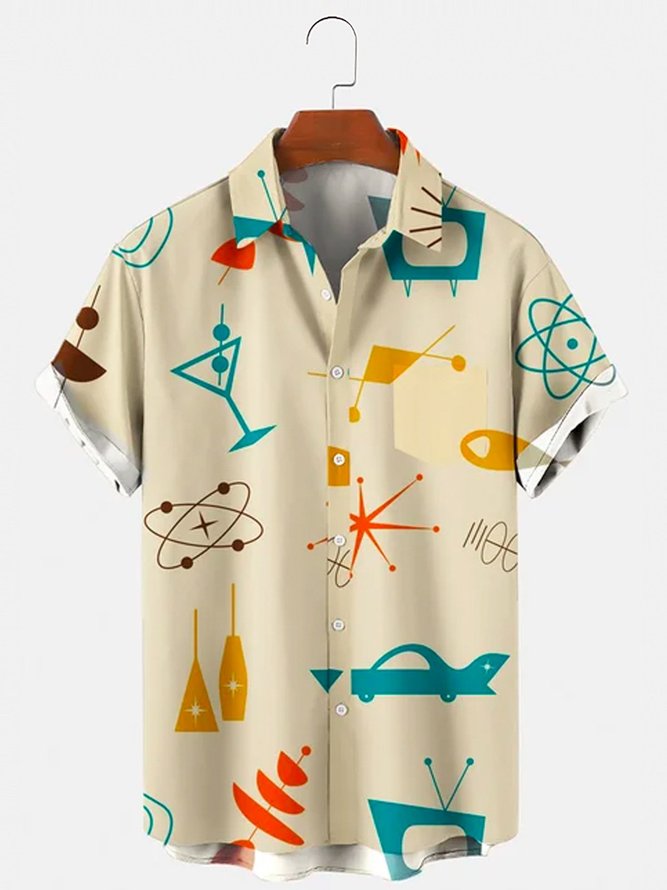 Graffiti Geometric Abstract Men's Short Sleeve Shirt
