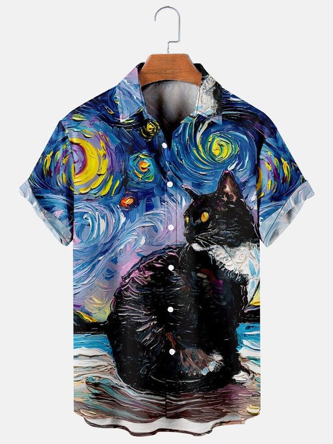Dreamy Starry Stars Abstract Oil Painting Art Print Fashion Men's Shirt