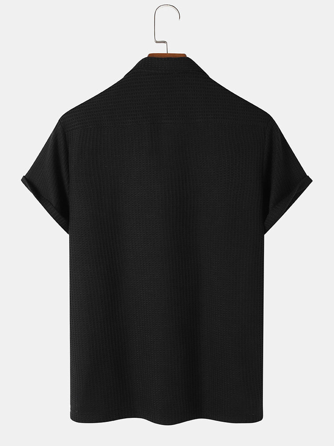 Men's Casual Colorblock Panel Seekers Wrinkle Free Short Sleeve Shirt