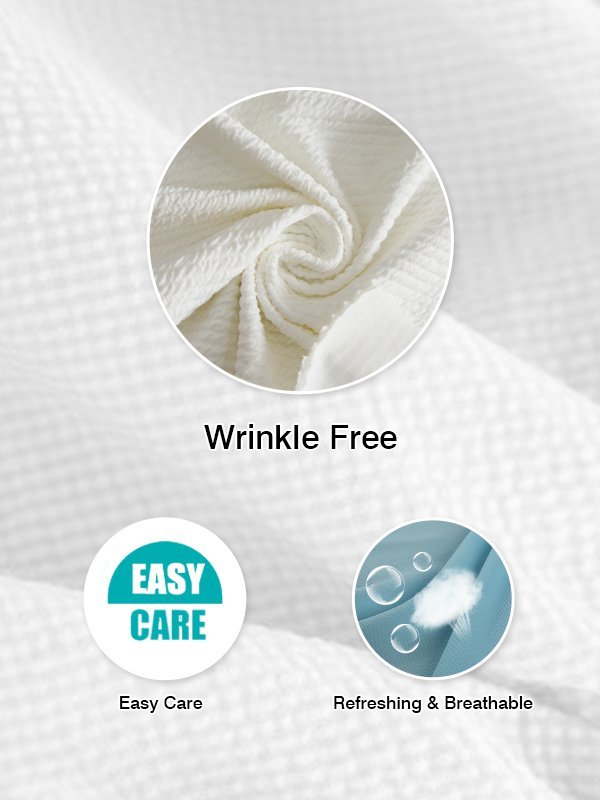 Men's Wrinkle Free Seersucker Casual Shirts Cotton Linen Plus Size Top