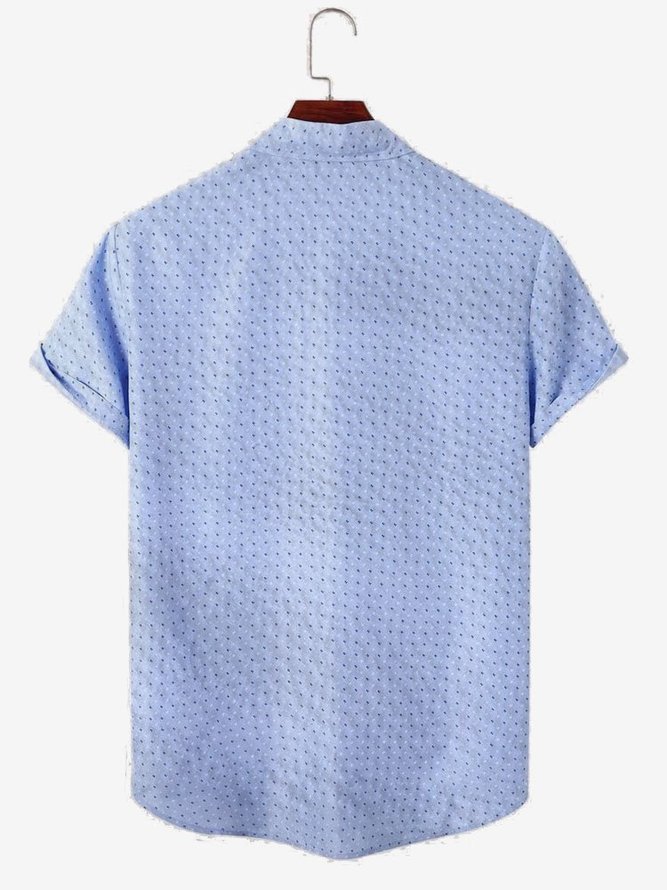 Men's Seersucker Wrinkle-Free Allover Print Pocket Short Sleeve Shirt