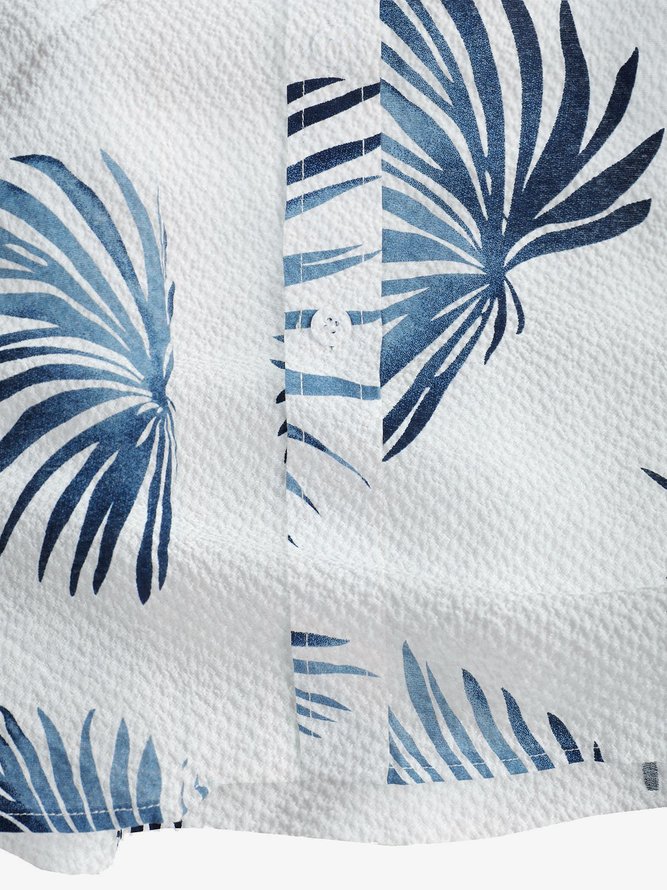 Men's Vintage Hawaiian Shirts Palm Tree Men's Comfortable Plus Size Seersucker Tops