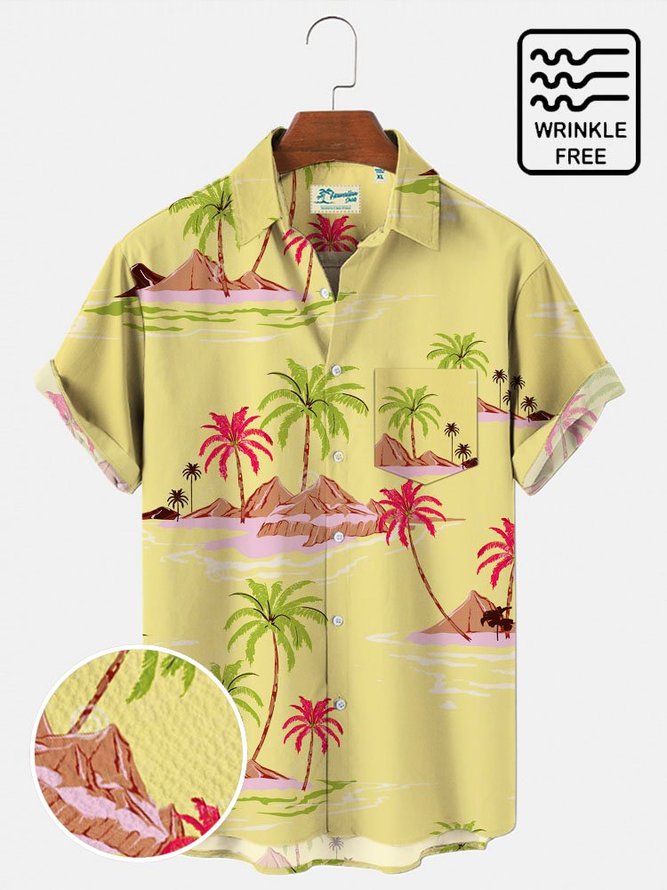 Men's Beach Palms Hawaiian Shirts Wrinkle Free Seersucker Plus Size ...