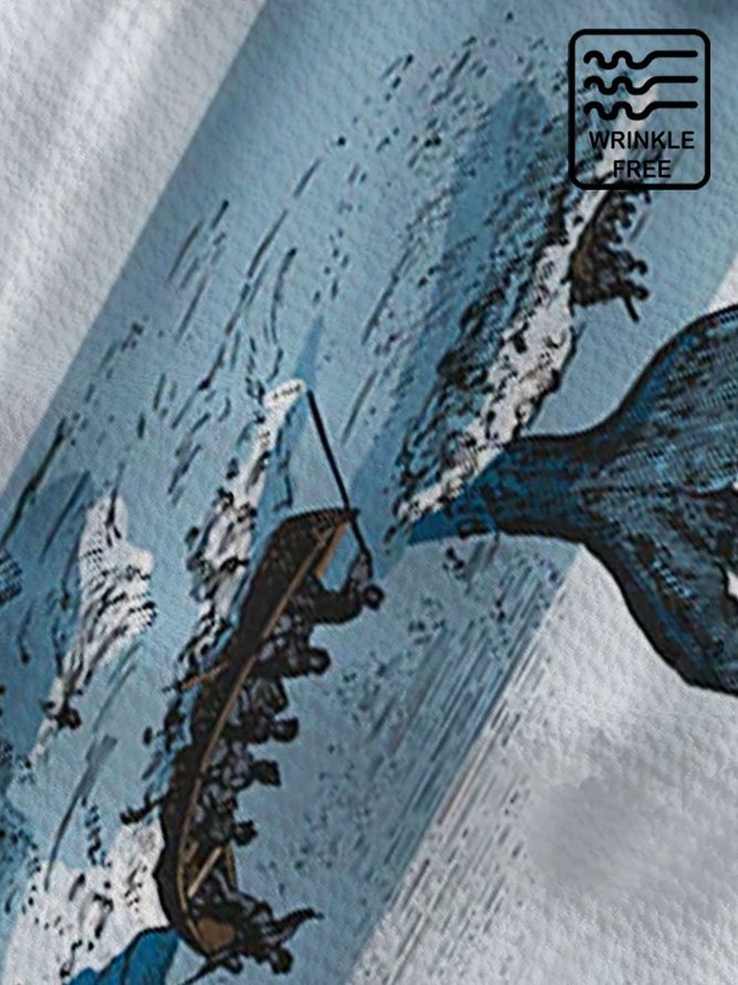 Men's Beach Vintage Casual Bowling Shirts Sea Animals Whale  Eco-Friendly Wrinkle Free Shirts