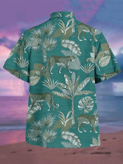 Men's Animal Print Casual Breathable Hawaiian Short Sleeve Shirt