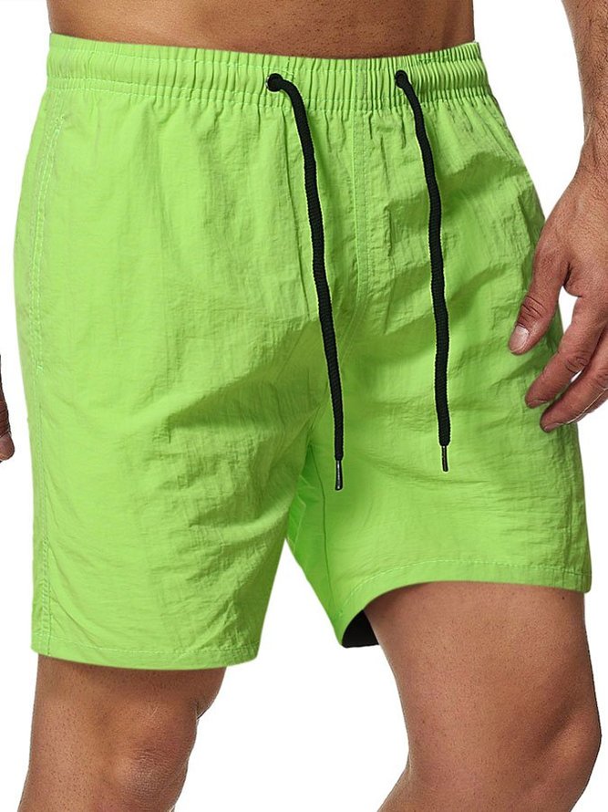 Men's Casual Candy Color Waterproof Quick Dry Five Point Beach Pants