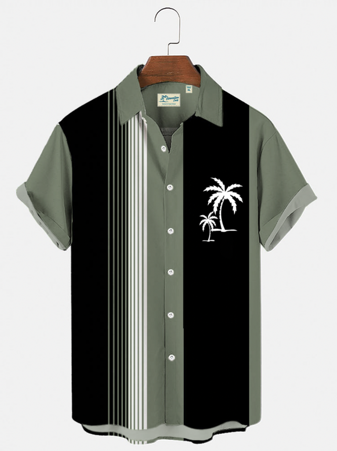 Men's Vintage Hawaiian Shirts Casual Holiday Beach Palm Tree Quick Dry Tops