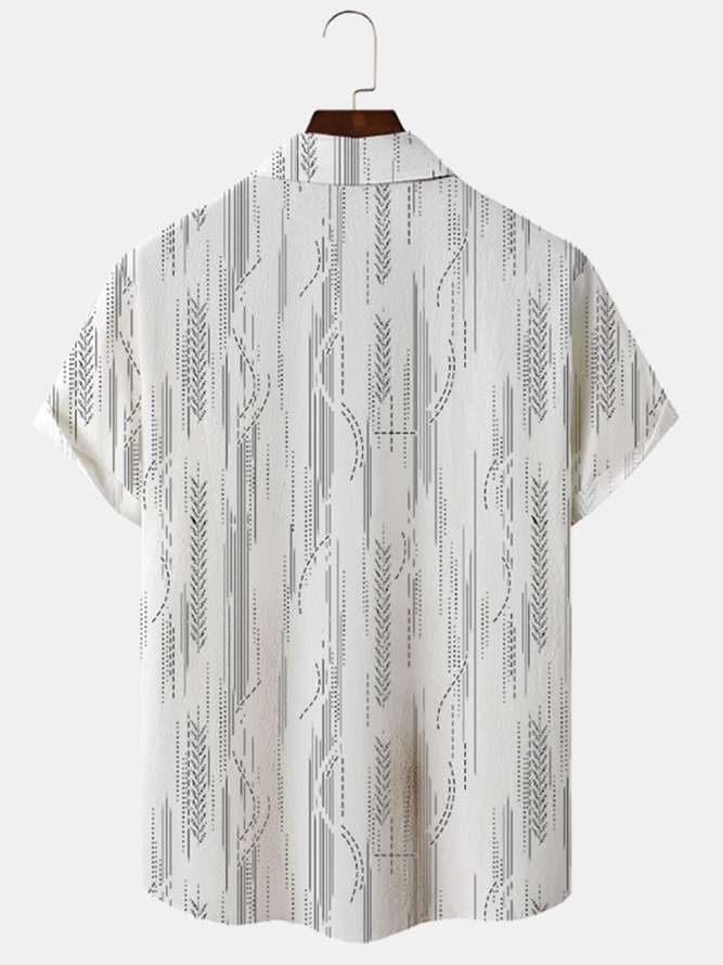 Men's Casual Simple Geometric Print Short Sleeve Shirt