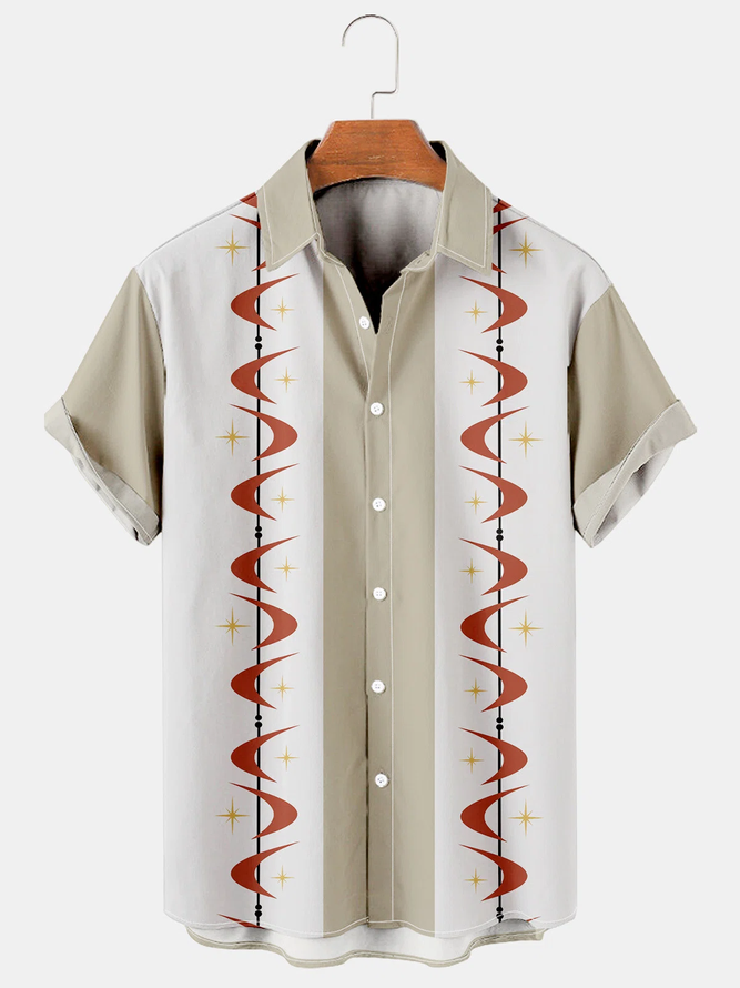 Mens Apricot Geometric Vintage Series Short Sleeve Shirts | Shirts ...