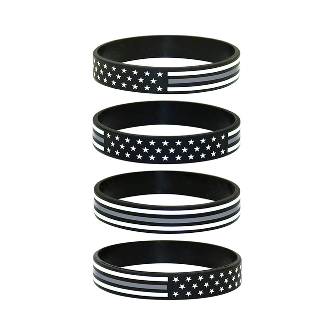 American Flag Blue Line Independence Day Silicone Bracelet