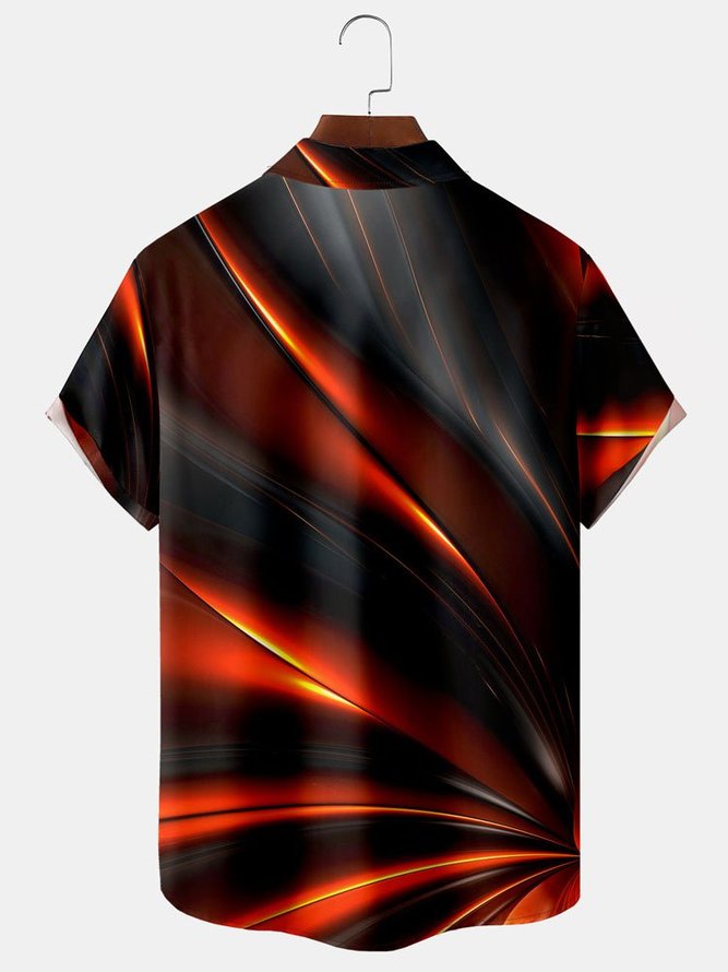 Men's Creative Gradient Geometric Element Print Loose Short Sleeve Shirt