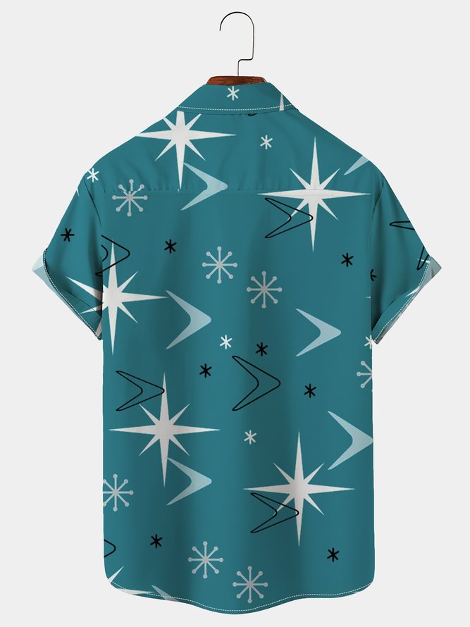 Men's Vintage Casual Shirts Geometric Art Pattern Plus Size Wrinkle Free Tops